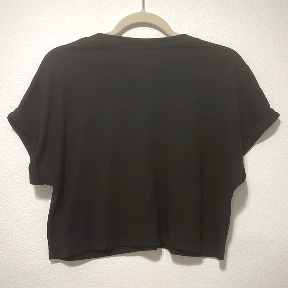 Organic Generation Black Crop Top with Fringe Detail Size Medium NWT - Picture 5 of 5